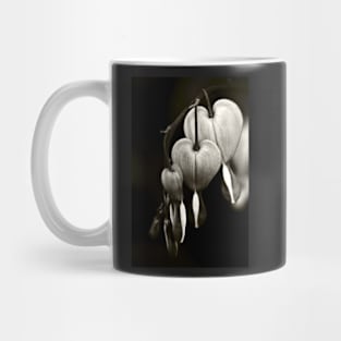 Bleeding Hearts (Dicentra) flowers in black and white Mug